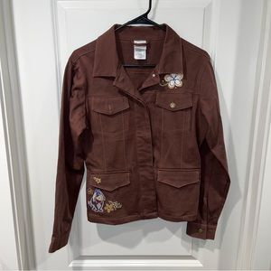 Disney Shopping Winnie embroidered The Pooh Eeyore Cargo Jacket Women's M brown